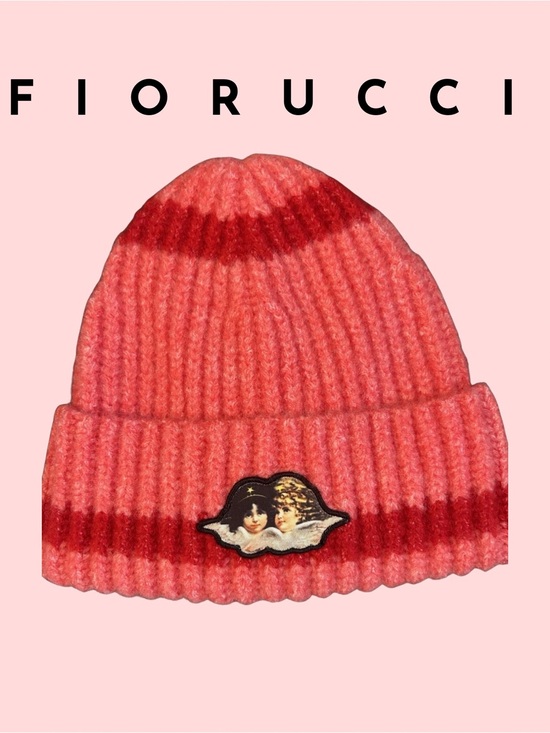 Fiorucci Accessories - Fiorucci Beanie Pink & Red Angels Graphic Logo NWOT OS Beanie